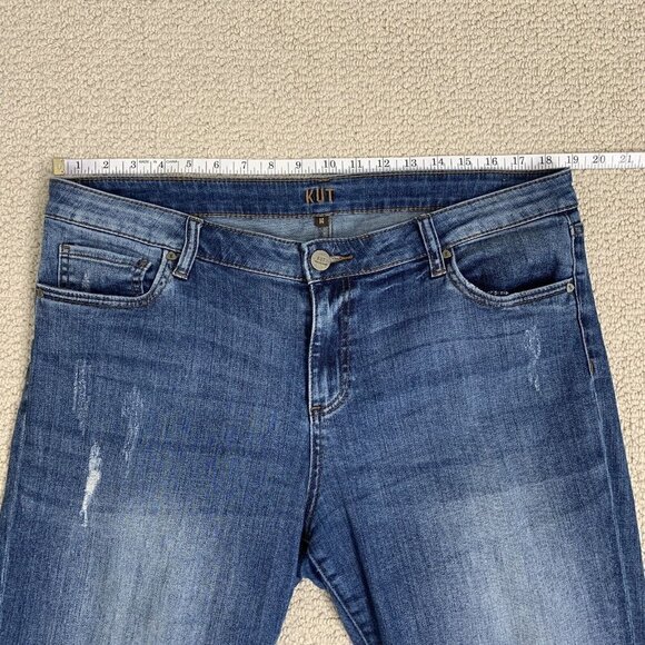 Kut From The Kloth Ankle Straight Leg Rolled Cuff Denim Blue Jeans Sz 14 - Picture 9 of 11
